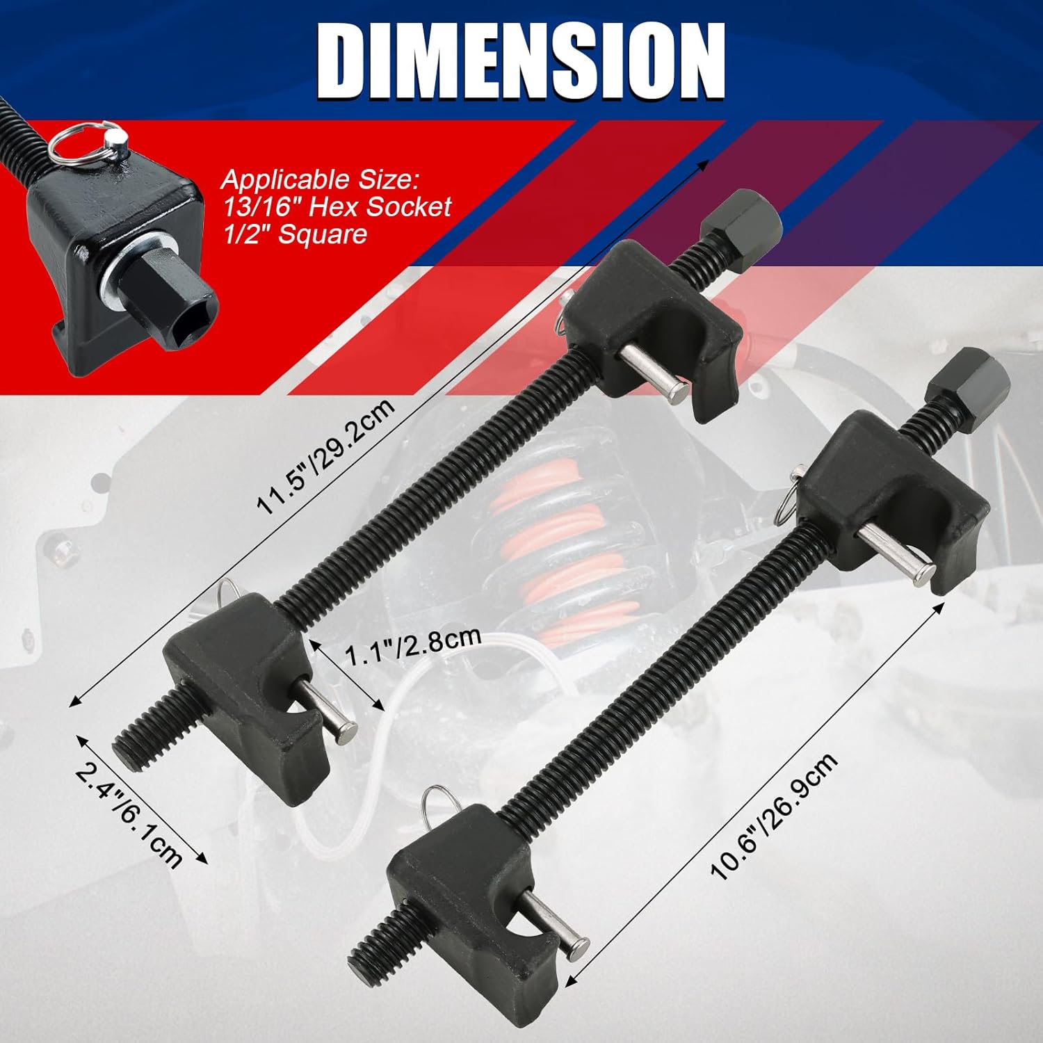 NYXOVA Macpherson Strut Spring Compressor, Coil Spring Compressor Strut Remover Installer Tool, 21mm Socket 1/2" Drive Safe Universal Set for Struct Spacer Assembly/Shock Installation (Blue)