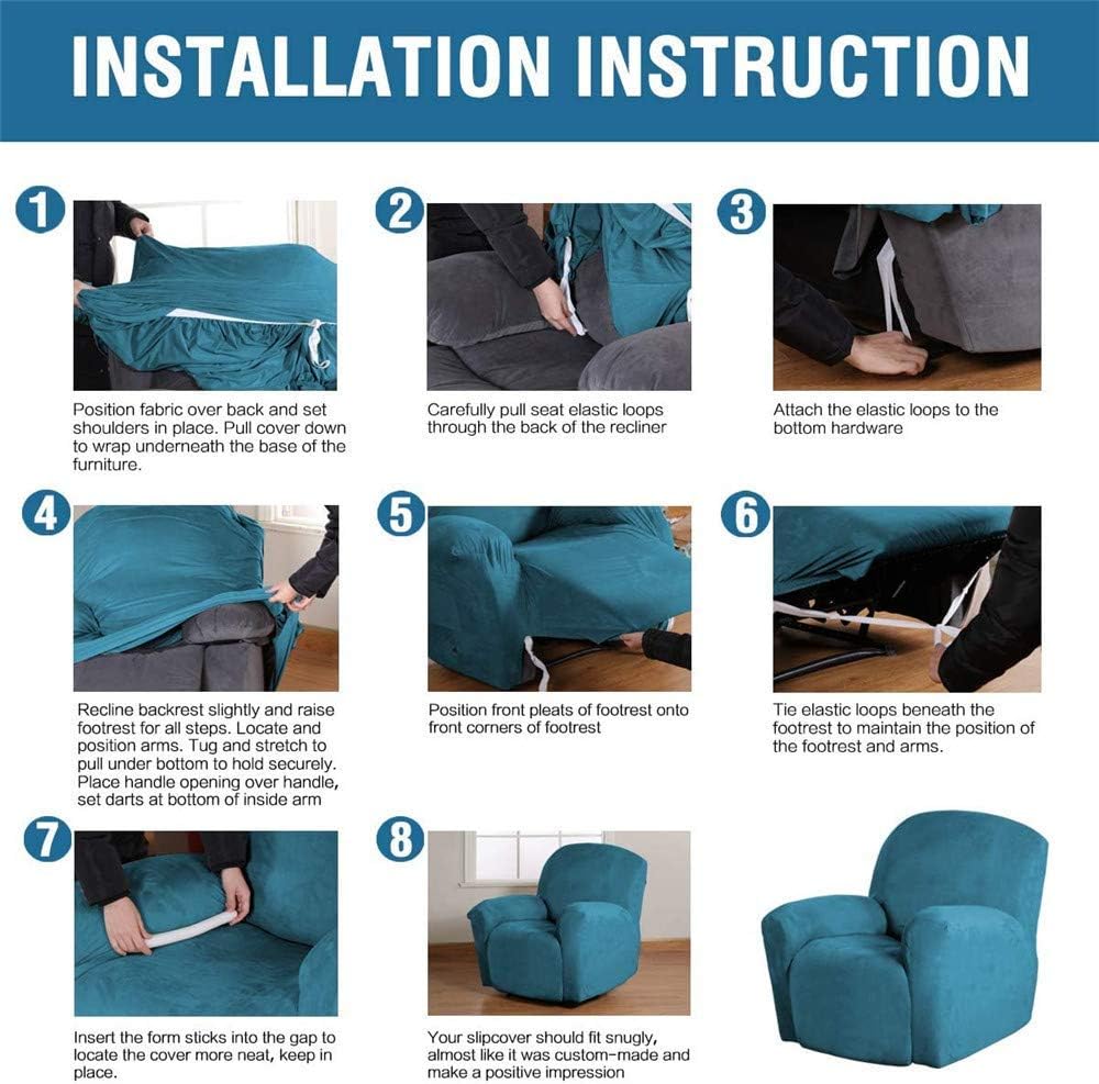 Velvet Plush Strapless Sofa Cover Furniture Protector Velvet Couch Cover for Recliner Couch Form Fit Slip Resistant Stylish Furniture Protector Machine Washable Recliner (Peacock Blue)