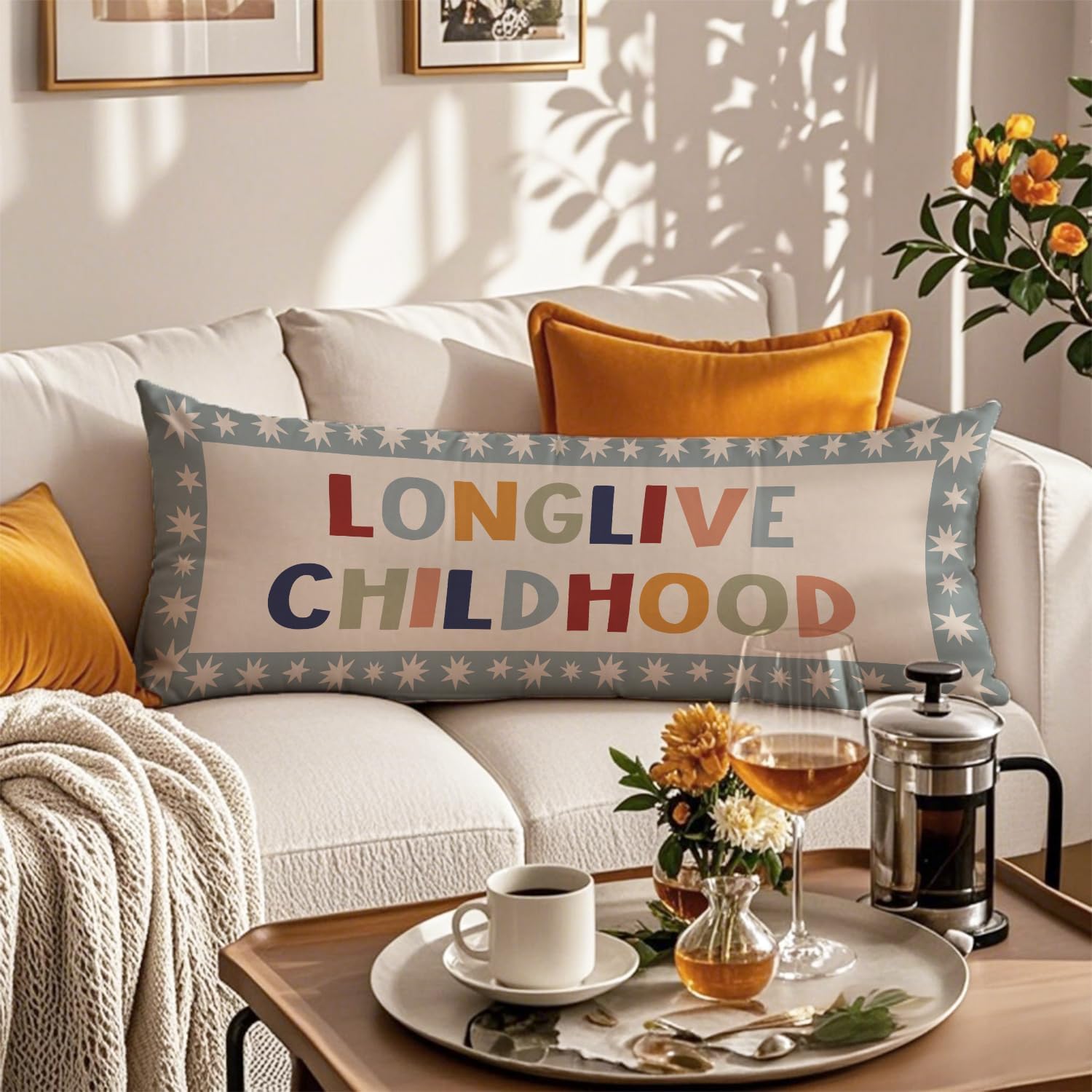 Long Live Childhood 20x54 Body Pillow Pillowcase Cover with Zipper