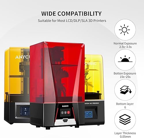 Miniatura 6 de YOUSU Resina de impresora 3D, resina de impresión 3D de curado rápido, 2.2 lbs, resina de fotopolímero estándar mejorada de alta precisión para