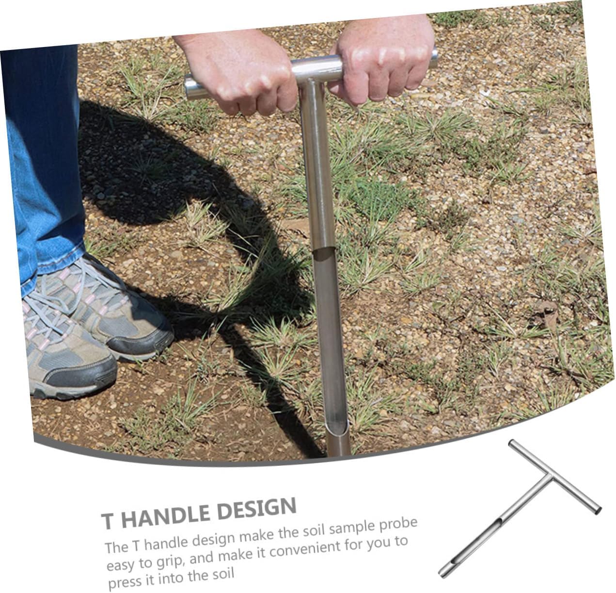 BESPORTBLE Stainless Steel Soil Probe Sampler Tool Lightweight Handle for Easy Soil Testing Gardening Agriculture and Lawn Care Durable Material for Reliable Sampling