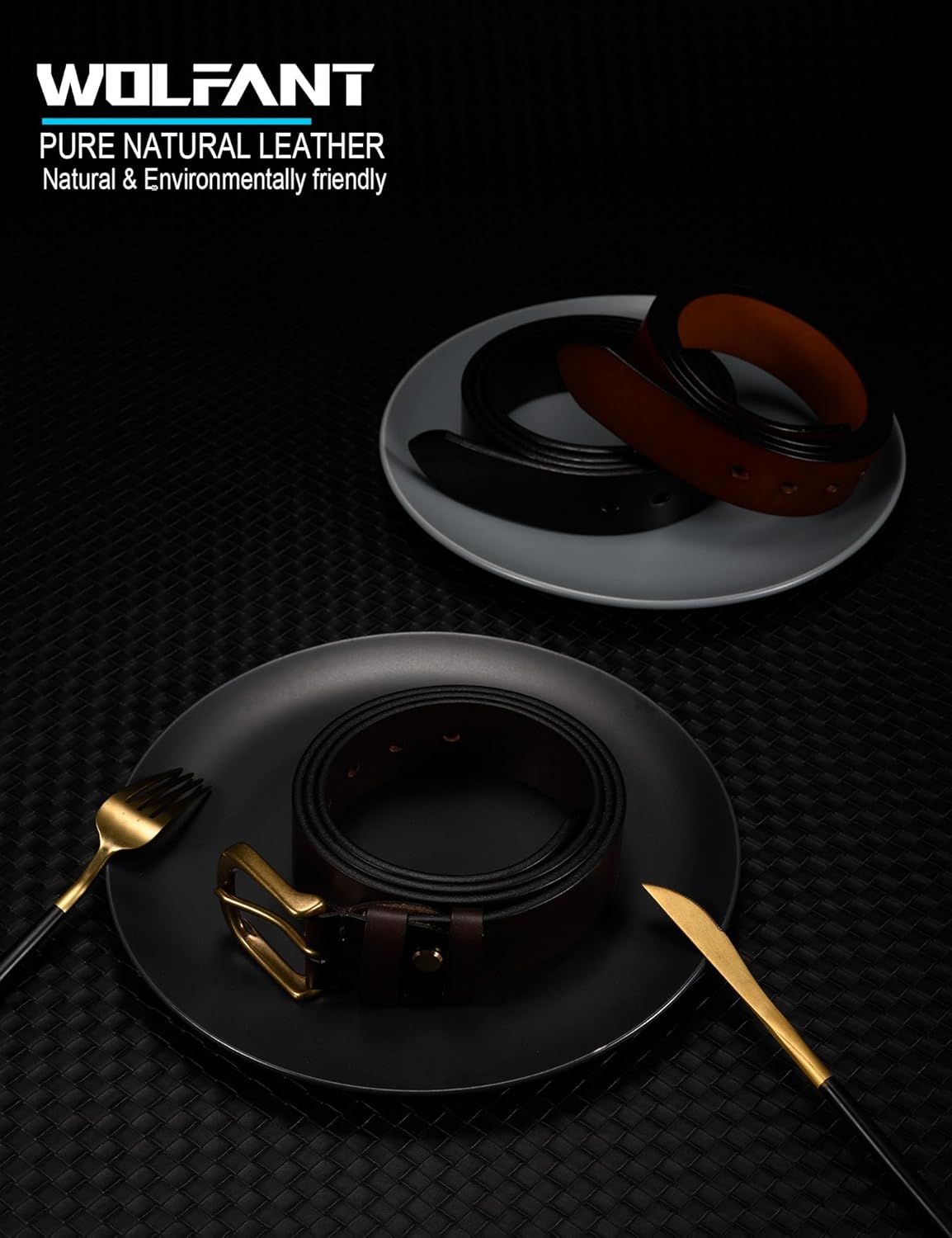 WOLFANT Thicken Full Grain Heavy Duty Casual Work Belts for Men,100% Italian Real Solid Leather