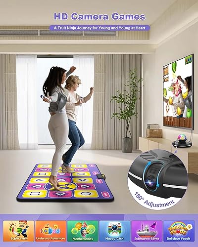 Miniatura 3 de Tapete de baile electrónico inalámbrico para TV con cámara, almohadilla de baile antideslizante con modo de yoga para niños y adultos, tapete de