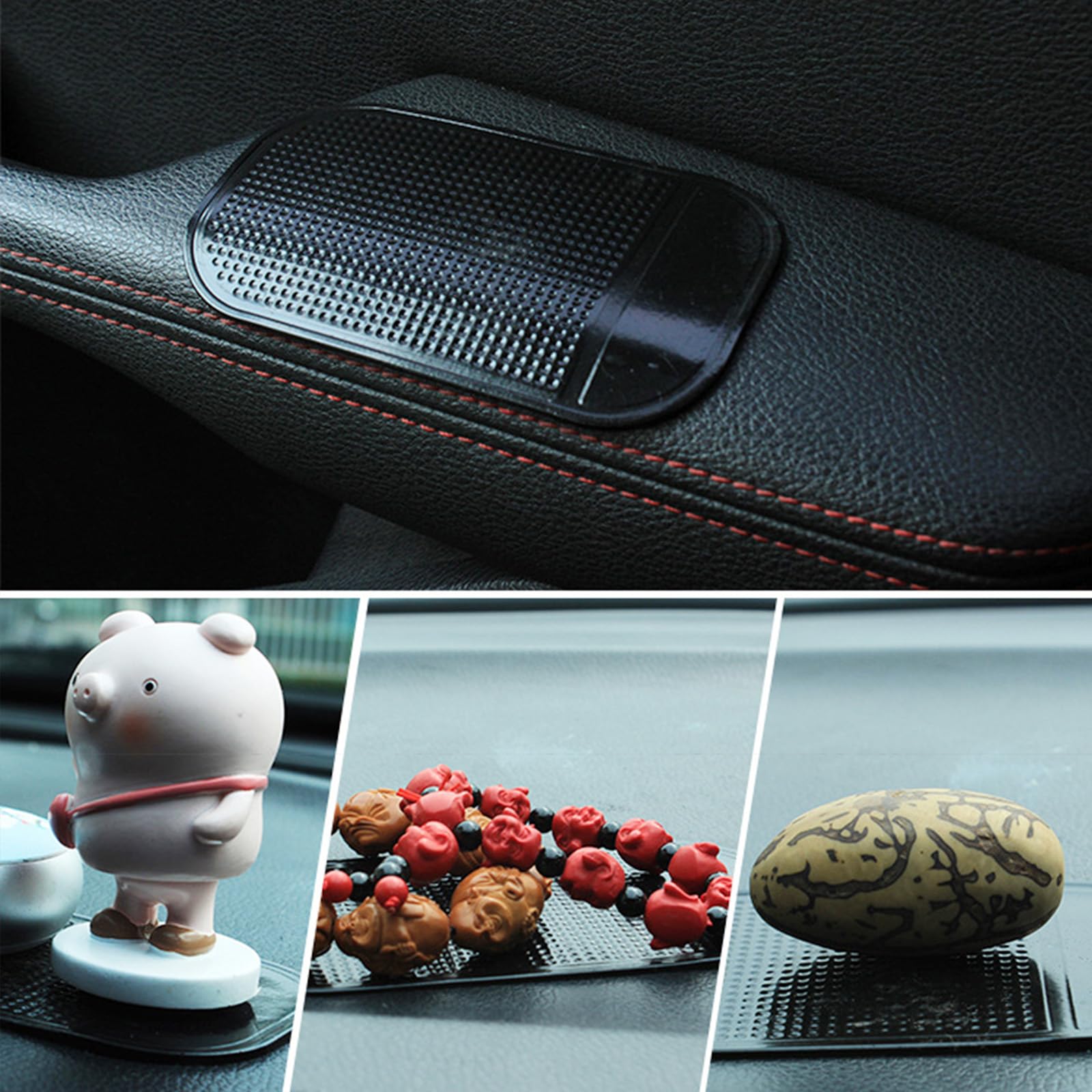 FENQURO 6 Pièces Tapis Antidérapant Voiture - Gel Silicone Auto-Adhésif Lavable Pour Tableau De Bord