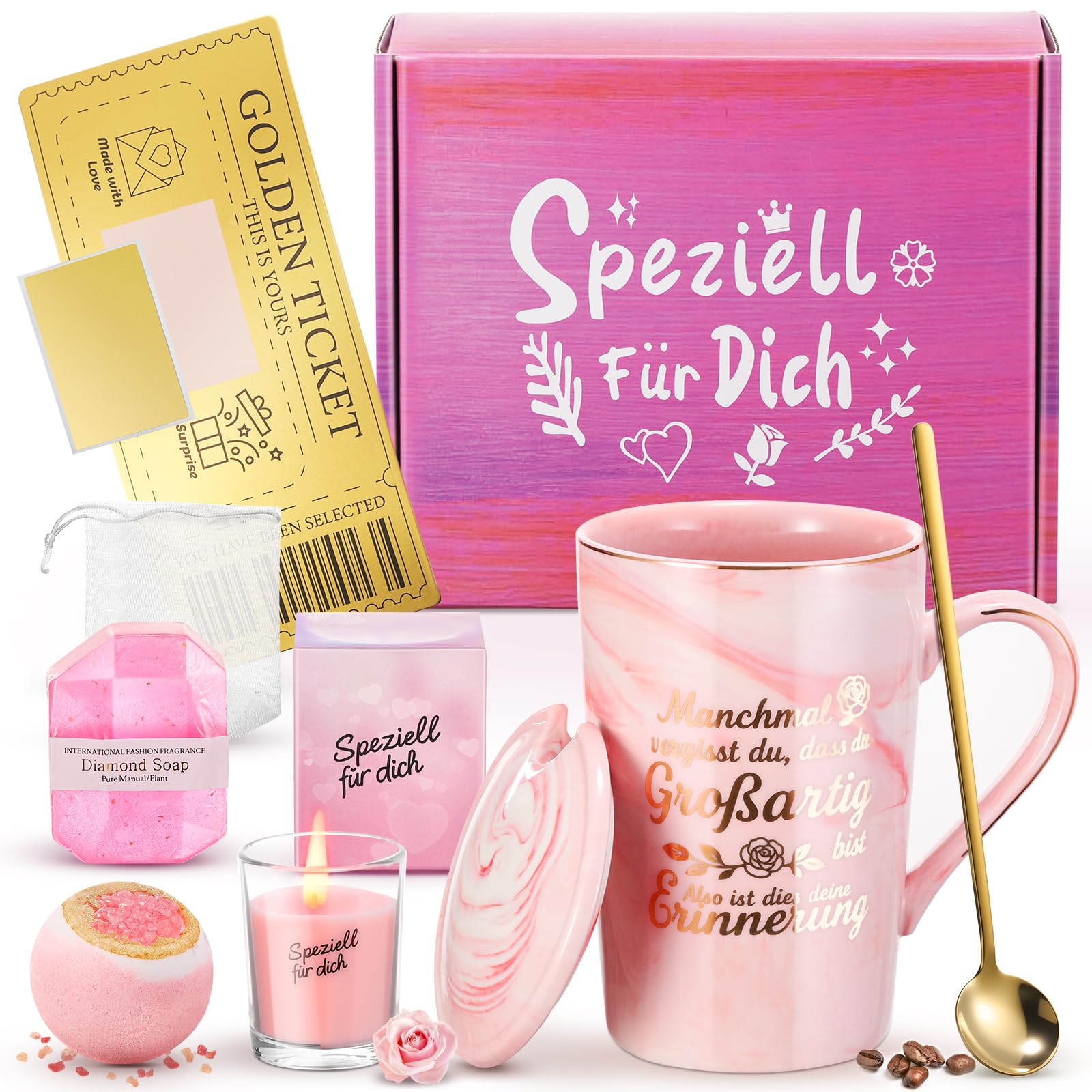 XVB Geschenke für Frauen, Geburtstagsgeschenk für Frauen, Geschenke zum Valentinstag für Sie, Jahrestag, Geschenk für Weihnachtsgeschenke, 340 ml Kaffeetassen & Becher Geschenkset