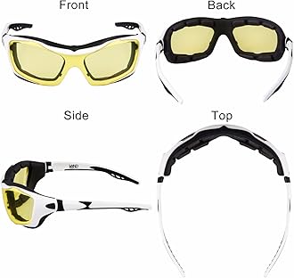 WYND Blocker Motorcycle Riding Glasses Extreme Sports Wrap Sunglasses (White/Yellow)