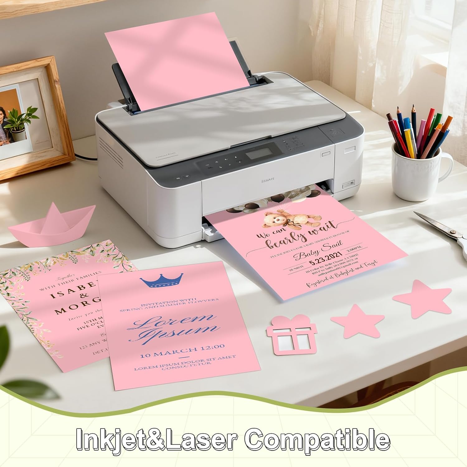 40 Sheets Cardstock 8.5x11, 65lb Pink Card Stock, Construction Paper image 4