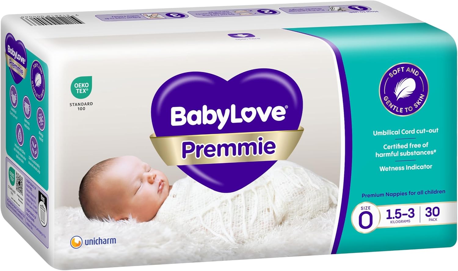 BabyLove 120 Piece (4 Pack x 30) Premium Baby Nappies Size 0 Premmie 1.53kg Baby