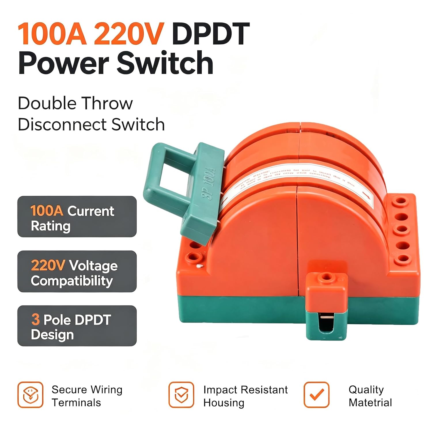 Disconnect Knife Switch Double Throw 100A 220V 3 Pole Power Switch DPDT | Two-Way Power Disconnect Switch