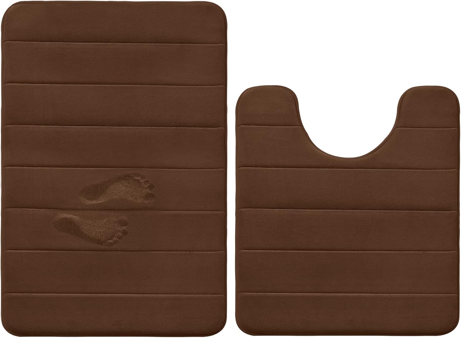 Yimobra Memory Foam Bath Mat Large Size 24 by 17 Inches + U-Shaped 24 X 20 Inches, Soft and Comfortable, Super Water Absorption, Non-Slip, Thick, Machine Wash, Bathroom Floor Rug