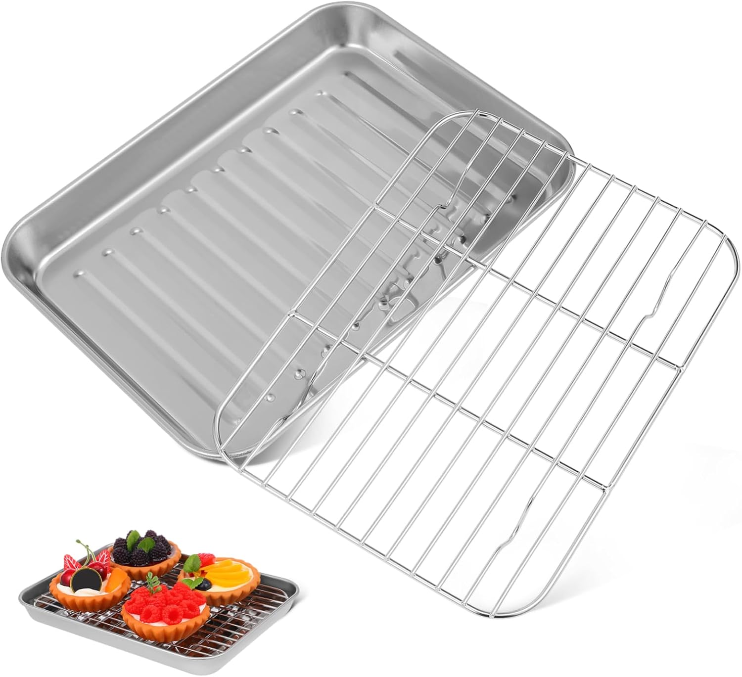 2sets Stainless Steel Baking Sheet Cooking Racks for Sheet Pan Baking Dish Lid