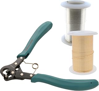 The Beadsmith Looper Kit – Includes a 1-Step Looper Plier (3 mm) & 2 Tarnish-Resistant 20 Gauge Wire Spools, 15 Yards Each in Silver & Gold – Create Consistent Loops for Wire Jewelry in One Step