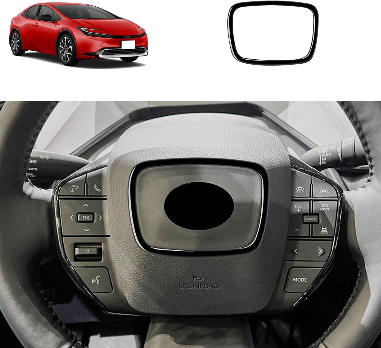 Inner Button Cover Trim Compatible with Toyota Prius 2023 2024B Interior Car Accessories ABS 1PC(Glossy Black Style)