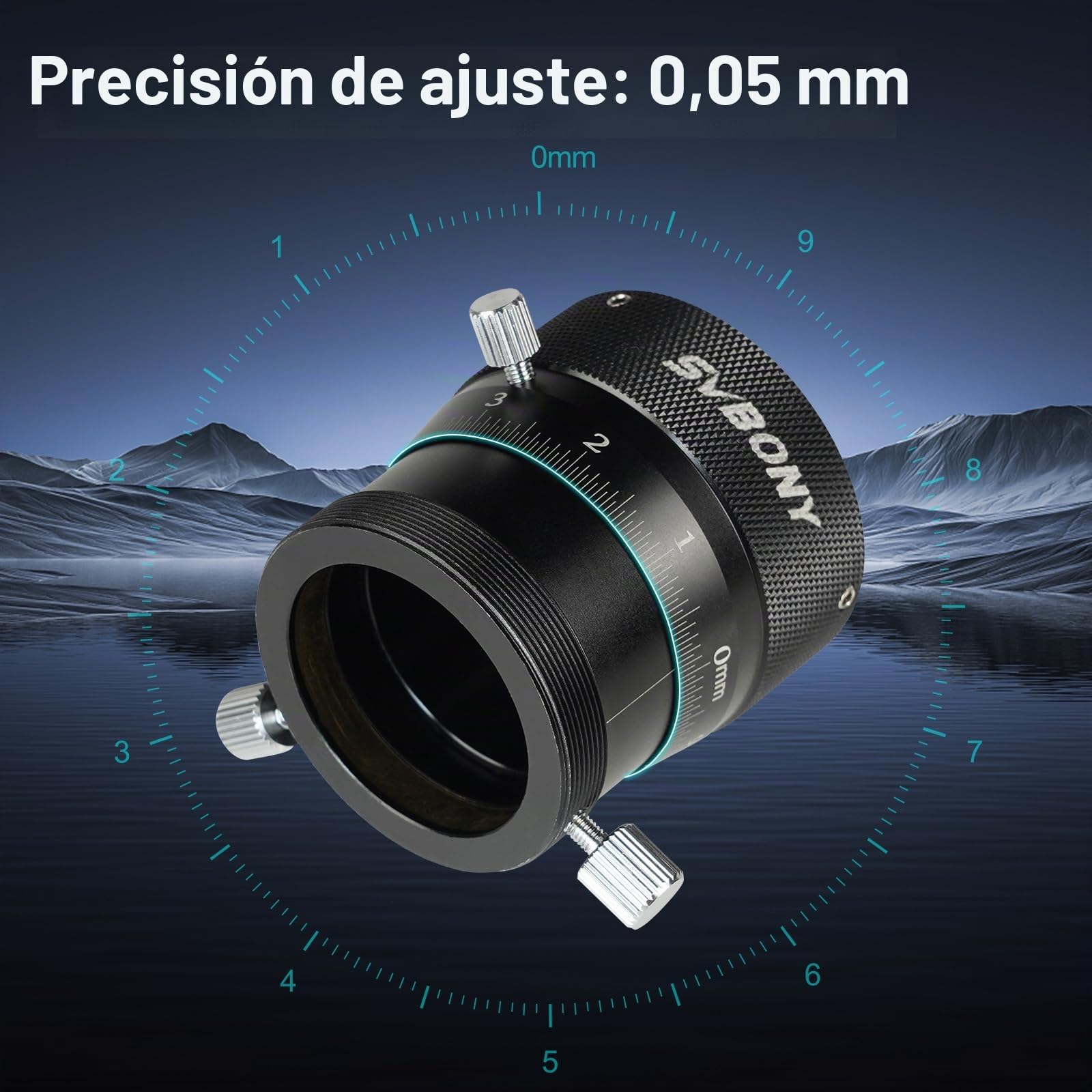 Svbony SV161 Doble Enfocador Helicoidal 1.25", Enfoque Telescopio a Escala de 0.05mm con Hilo T2 Stroke de Enfoque de 10mm, Accesorios para Telescopios de Metal para Observación Astrofotografía