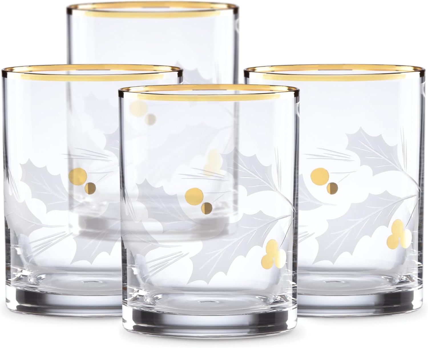 Lenox 886861 Holiday Gold 4-Piece Double Old Fashioned Set, Christmas Theme