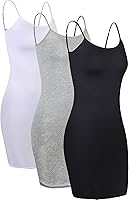 Vista 3 de Conjunto Willbond de vestido sin mangas, largo, con tirantes delgados, liso, 3 unidades, para mujer