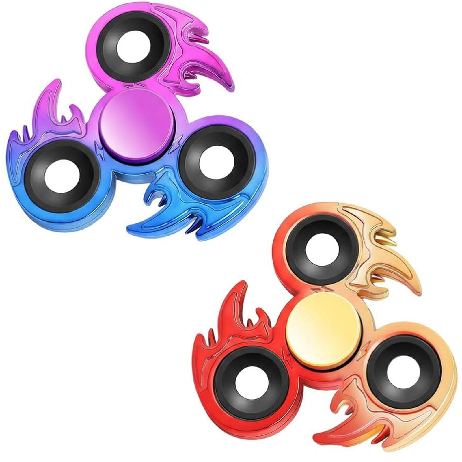 2pcs Fidget for Spinner, Purple-Blue and Red-Gold Wheel Design Ornament, Desk Ornaments for Office People for Stress Relief