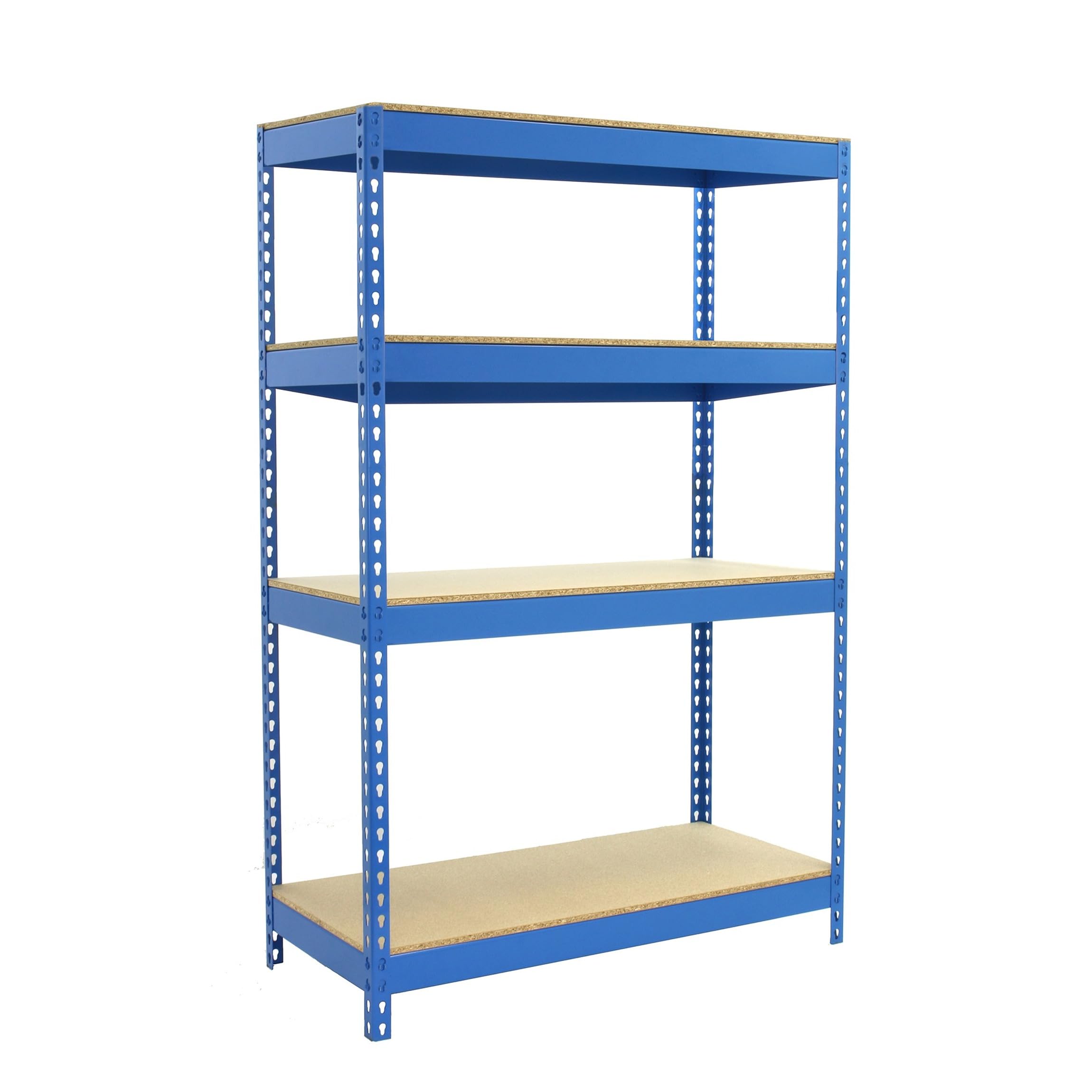 Simon Rack Estanteria Industrial, 2000x1200x450 mm, 300 kg de Punto Flexión, 4 Estantes Madera, Estanterias Almacenaje, Estanterias Metalicas, Azul/Madera - SimonTaller