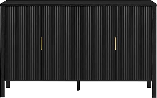 Miniatura 40 de Aparador moderno y elegante con patas y asas de metal dorado y estante ajustable, mesa consola clásica de 60 pulgadas, mesa de sofá, mesa de entrada