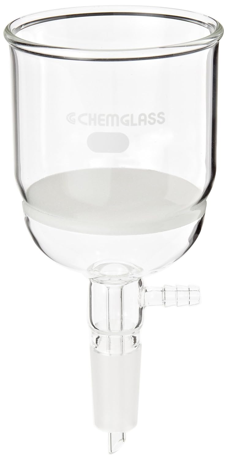 Chemglass CG-1406-24 Glass Buchner Filtering Funnel with Coarse Frit, 350mL Capacity, 24/40 Lower Vacuum Assembly