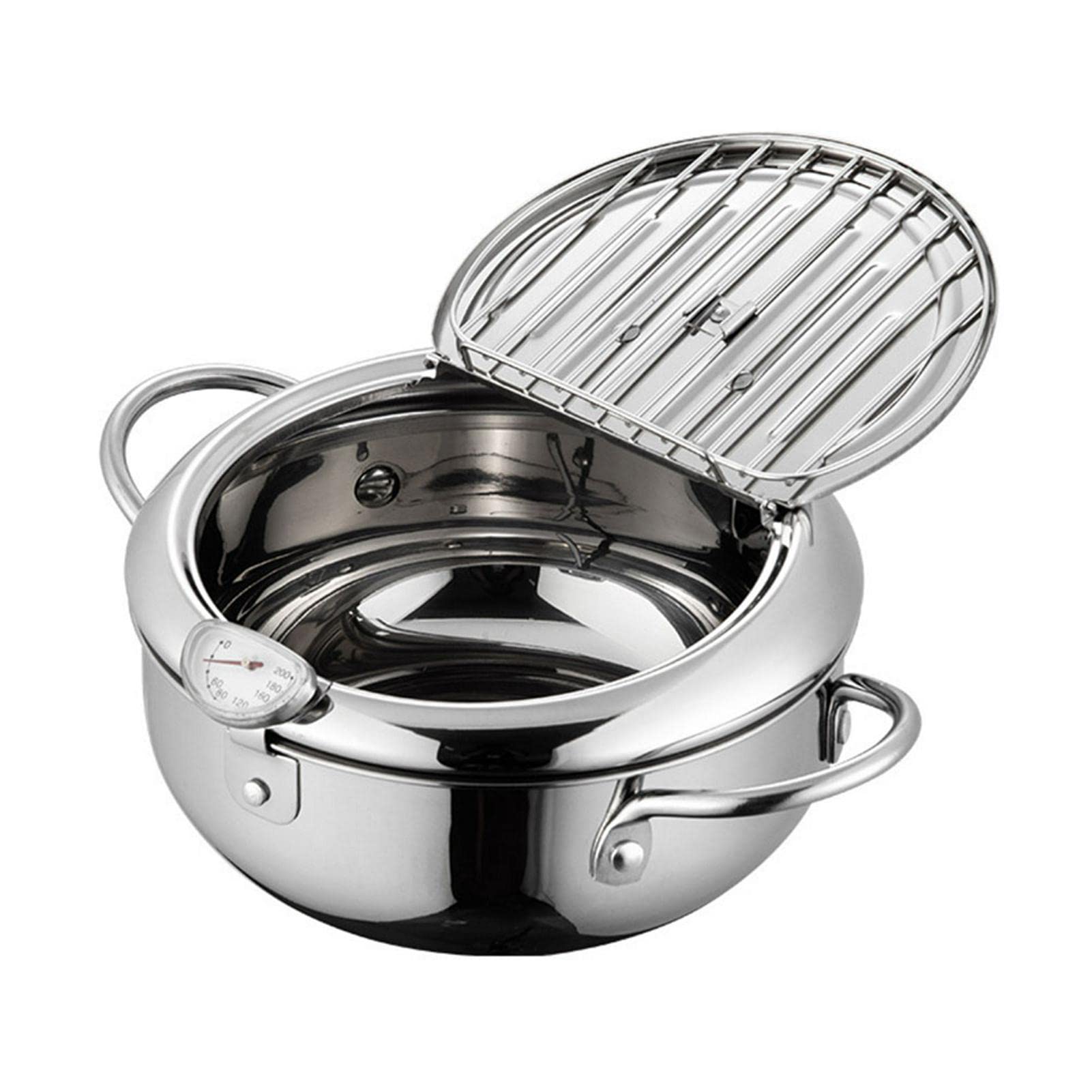 Friteuse Japonaise Tempura Avec Thermomètre en Acier Inoxydable - Égouttoir à Huile Pour Frire du Poulet Français, du Poisson Séché