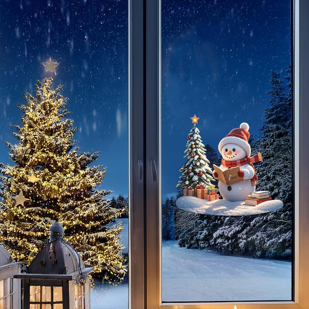 Christmas Toilet Seat Lid Stickers Self-Adhesive Bathroom Wall Sticker Xmas Snowman Toilet Seat Decals DIY Removable Waterproof Toilet Sticker for Bathroom Decor Decals