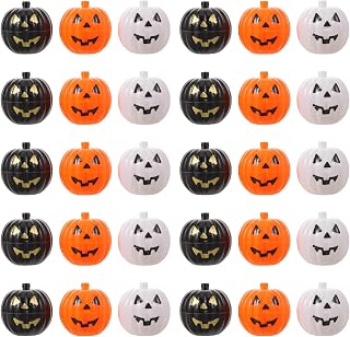 YARNOW 30PCS Halloween Small Plastic Pumpkins Containers for Candy, 2.36" | Tiny Fillable Pumpkin Eggs - 3 Colors Trick Or Treat Candy Storage Holder Boxes Halloween Party Favor Hunt Supplies