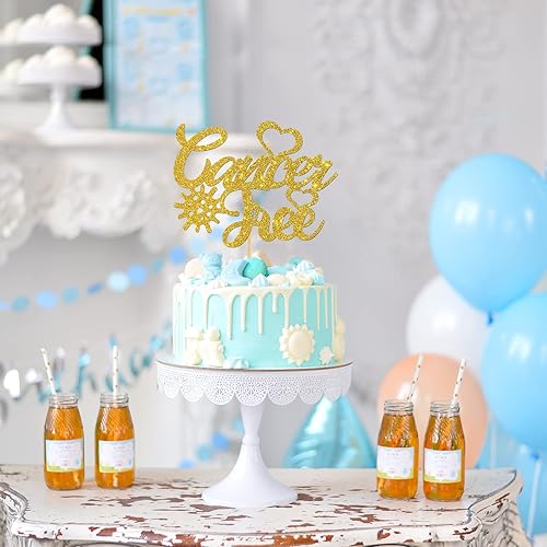 Miniatura 2 de Belrew - Decoración para tartas sin cáncer, hermoso adorno para tartas de guerrero, sobreviviente de cáncer, suministros para fiestas de cáncer,