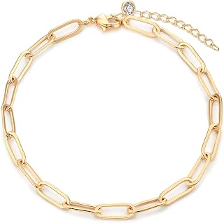 Mevecco 14K Gold Plated Dainty Chain Bracelet for Women - Handmade Minimalist Adjustable Jewelry