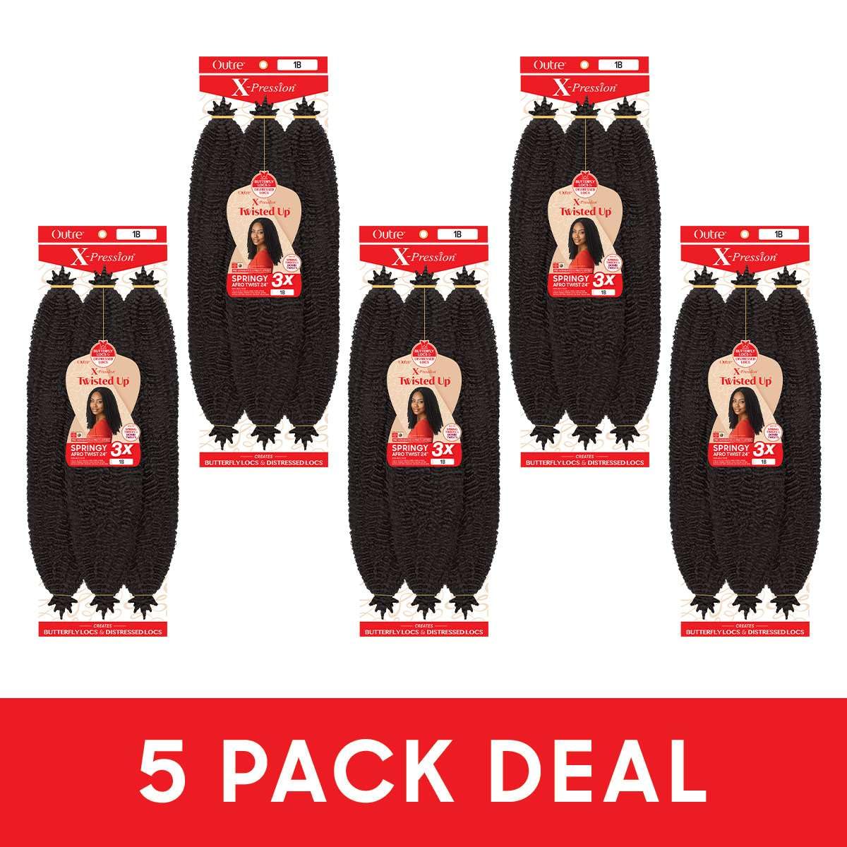 Outre X-Pression - Twisted Up - Springy Afro Twist 24" 3X (5 Pack, DARK BROWN 2)