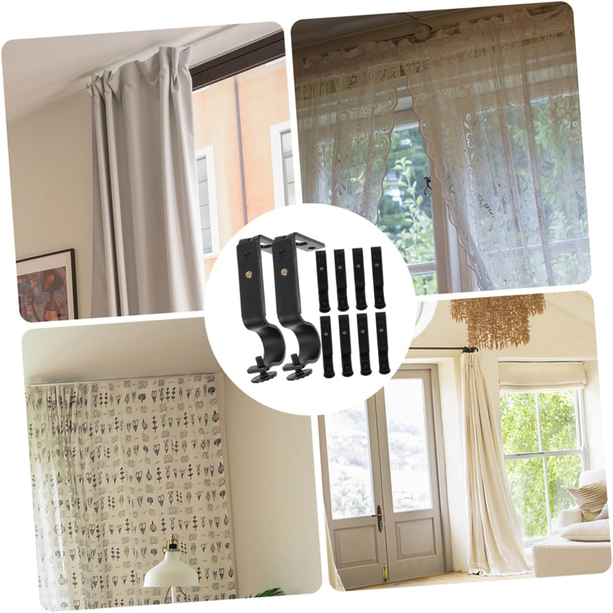 Hemobllo 10pcs Curtain Rod Support Brackets Metal Wall Holder for Drapery Rods Adjustable Bracket Set for Home Easy Installation for Window Treatments