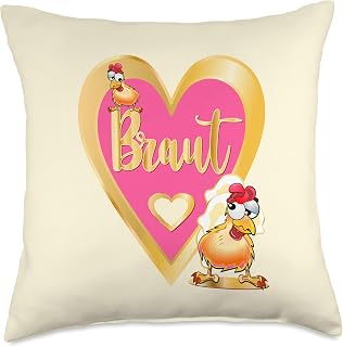 BACHELORETTE PARTY CHICKEN WEDDING FUNNY GERMAN BRAUT BRIDE Throw Pillow