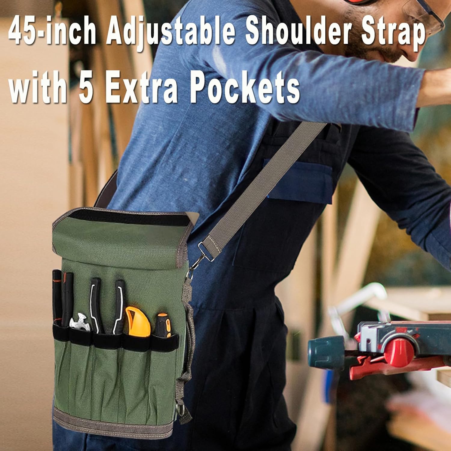 Roll Up Tool Bag Organizer, Gifts for Men Dad Husband Him Christmas Stocking Stuffers, Heavy Duty Storage Pouches Carrier Bag for Electrician Mechanic Thanksgiving Fathers Day Birthday Gifts (Black)