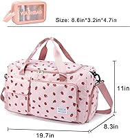 Vista 133 de Pequeña bolsa de gimnasio para mujer, bolsa de viaje con compartimento para zapatos