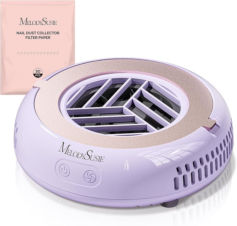 MelodySusie Pocket-Sized Nail Dust Collector HProA for Gel Polish Removal | 6000RPM, 3 Suction Modes, 30 Disposable Filters, for Beginners & Home DIY Nail Art, Dust-free Nail Work