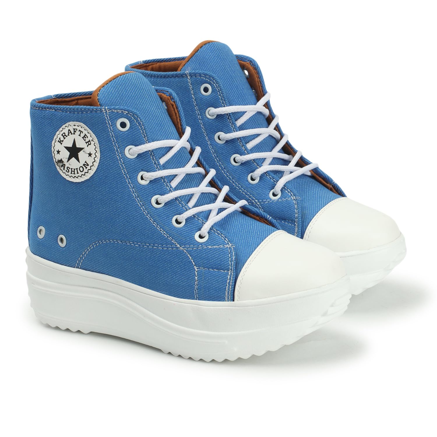 KRAFTER High Ankle Synthetic Denim Winter Boots For Womens And girls Sky Blue-UK-6 (B0BRD8QD5K) Amazon Price History, Amazon Price Tracker