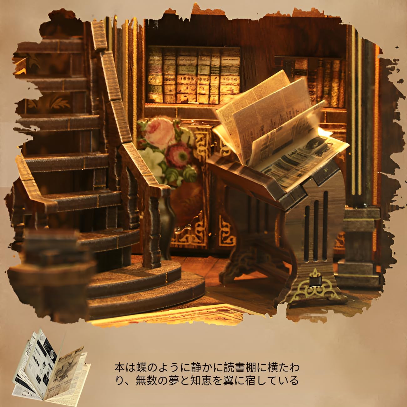 [Bebemax]ブックヌック キット キット 静寂のカフェ シナリオ ミニチュアハウス 木製 DIY 3D 立体 初心者向け 手作