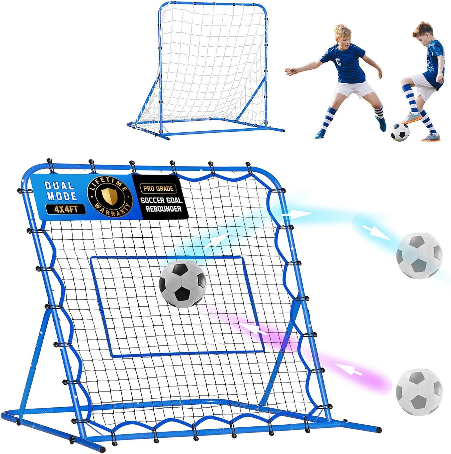 Soccer Baseball Rebounder Net, Quick-Switch Angle Volleyball Pitchback Soccer Training for Control, Passing Practice, Easy Setup Lacrosse Soccer Goal Rebounder Gifts Equipment for Kids, Teens & Adults