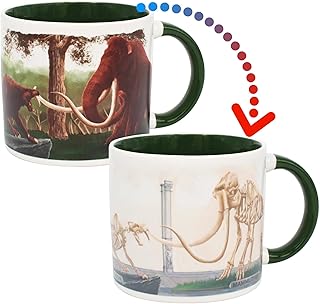 The Unemployed Philosophers Guild Ice Age Megafauna Heat Transforming Mug - Coffee Changes Prehistoric Beasts to Fossils, Comes in Fun Box, 14. oz