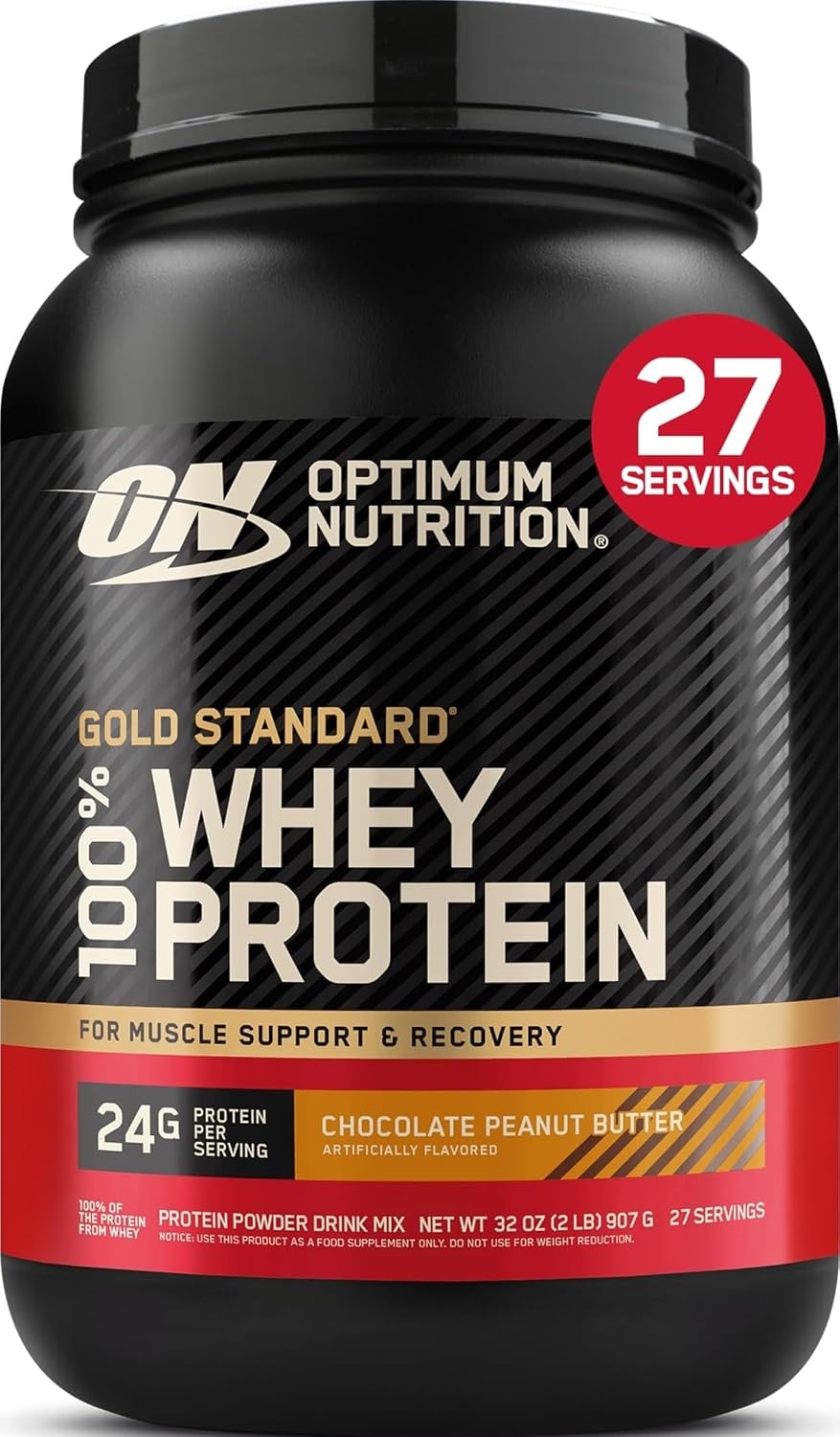 Optimum Nutrition Gold Standard 100% Whey Protein Powder, Chocolate Peanut Butter, 2 Pound (Packaging May Vary)