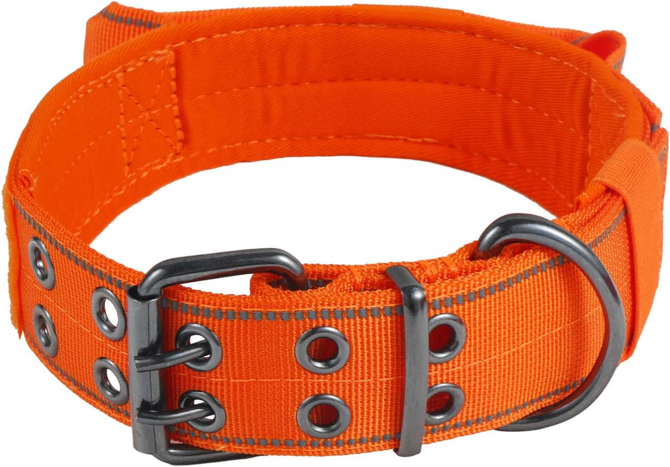 Reflective Dog Collar Heavy Duty Tactical with Control Handle and Metal Buckle for Dog Training(Medium, Orange)