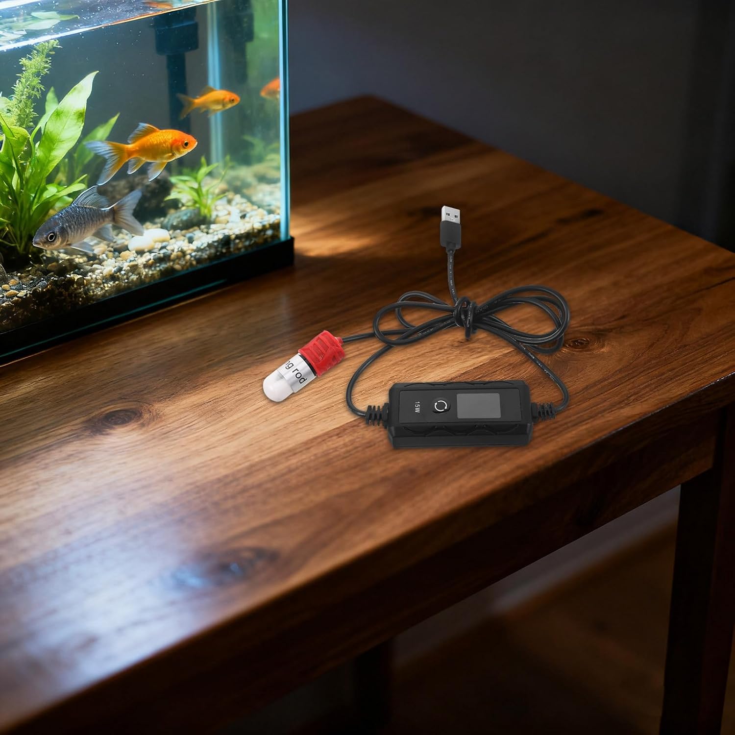 USB Mini Aquarium Heater with Automatic Temperature Control for Tanks | Plastic and Quartz Tube Build, up 4l Capacity, Easy Setup for Tropical Fish and Aquatic Pets