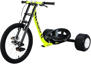 Razor DXT Drift Trike Yellow - Downhill Drifting Thrill with Steel Frame, Slick Rear Wheels & Adjustable Seat