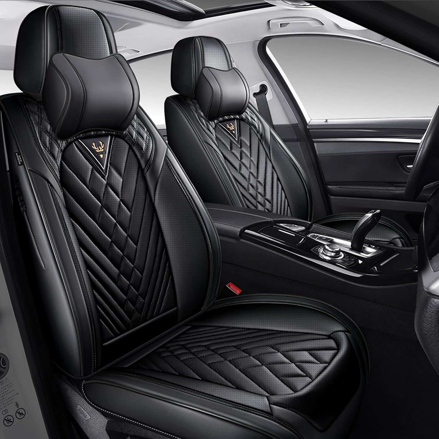 Car Seat Covers Fit for Buick Envision 2016-2025,Waterproof Wear-Resistant Premium Leather Seat Covers Breathable Seat Protector Coverage Automotive Seats Cushions (Front,Black-White)