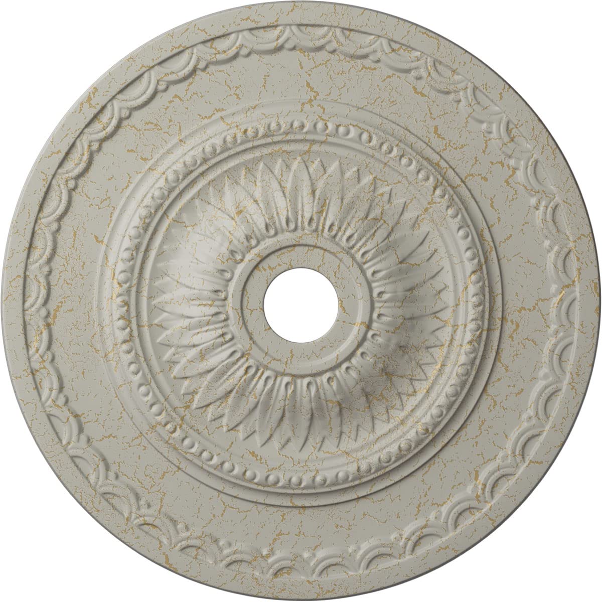 Ekena Millwork CM29SFPCC - 29 1/2"OD x 3 5/8"ID x 1 5/8"P Sunflower Ceiling Medallion (Fits Canopies up to 5 5/8") - Ceiling Medallion, Pot of Cream Crackle