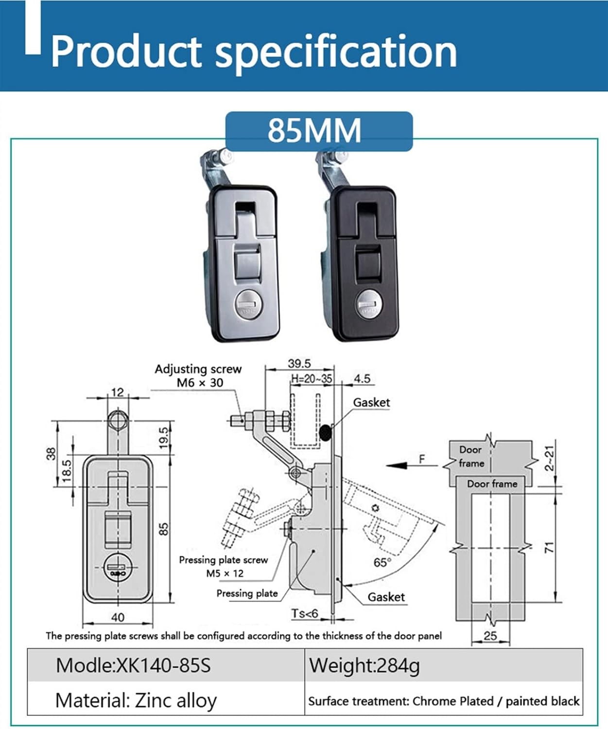 Compression Lock Latch Handle for Toolbox Camper Trailer Truck Caravan Lock Canopies Motorhome Lock Suitcase Luggage Lock 1Pcs (Color : 85mm Black)