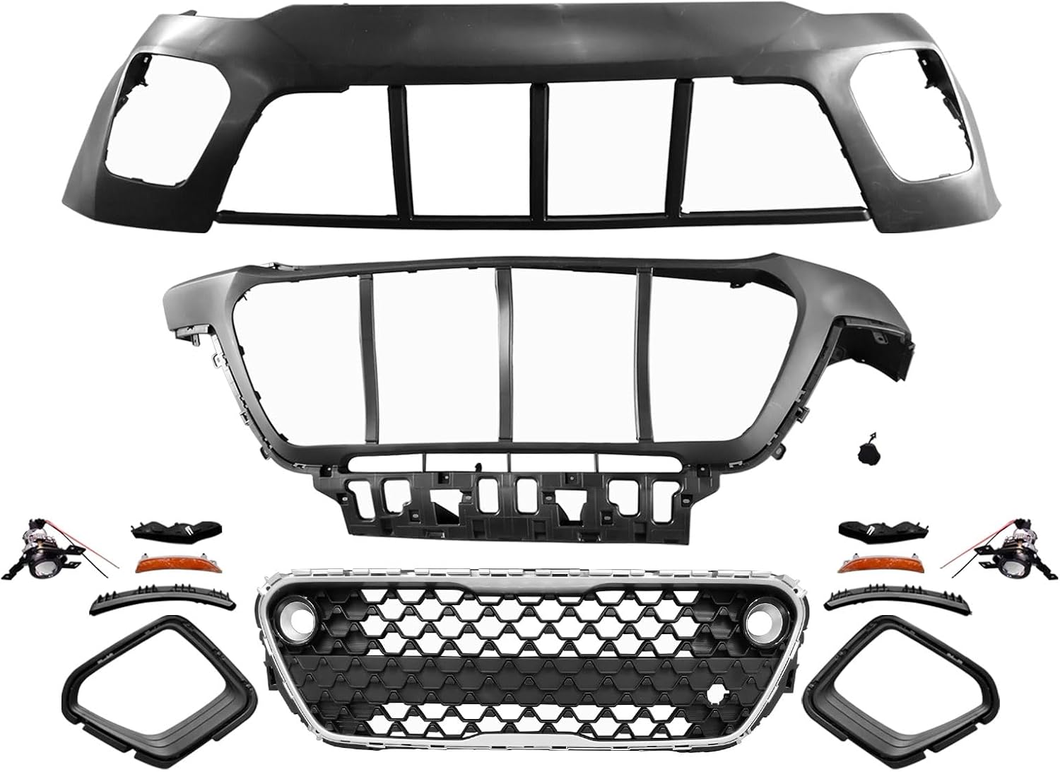 MGWILL Complete Front Bumper Cover Kit Compatible with 2020 2021 2022 2023 Kia Soul Wagon S EX LX X-Line W/Lower Grille Grill & Fog Lights - Full Body Set