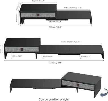Fenge Triple Monitor Stand with Srorage Drawer, Adjustable Length and Angle