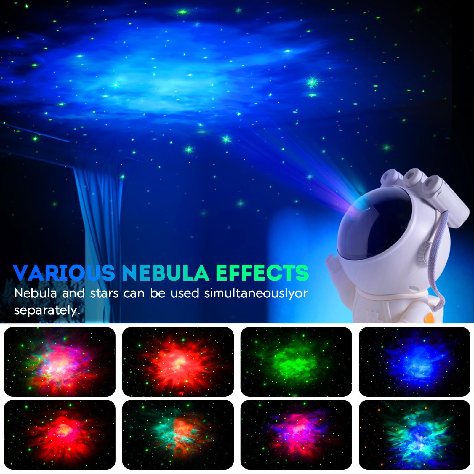Astronauta Cielo Stellato Galassia Proiettore,Spaceman Galaxy Star Projector Lampada Notturna con Timer, Telecomando,Proiettore Stelle Soffitto Luce per Camera da Letto,Regalo per Bambini e Adulti
