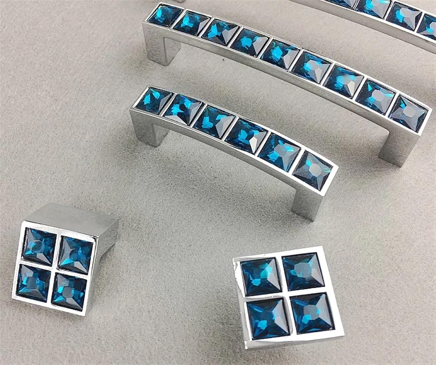 Crystal Glass Diamond Handle Furniture Hardware Sliding Door Drawer Wardrobe Kitchen Cabinets Cupboard Dresser Pulls 2Pcs(128mm)